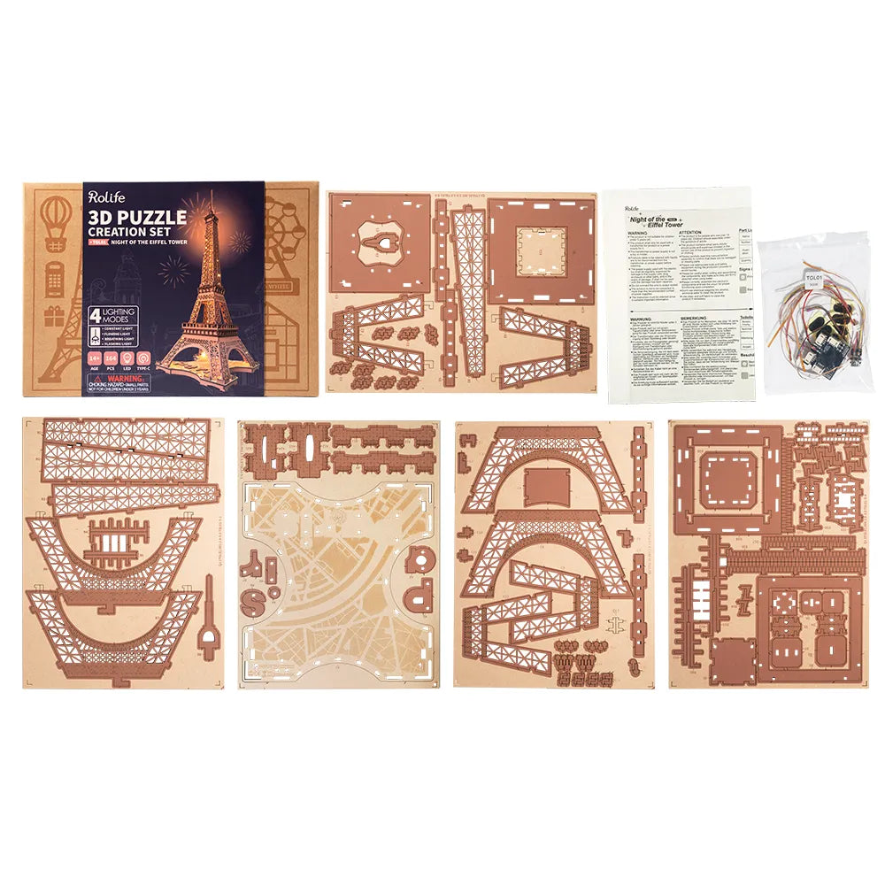 3D Wooden Illuminated Eiffel Tower Puzzle