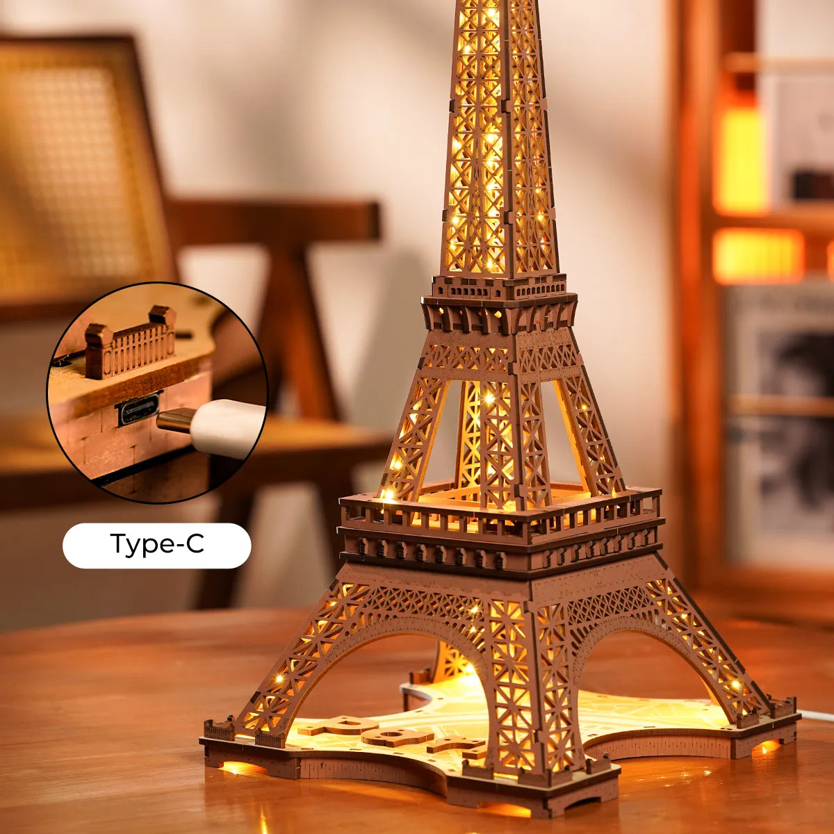 3D Wooden Illuminated Eiffel Tower Puzzle