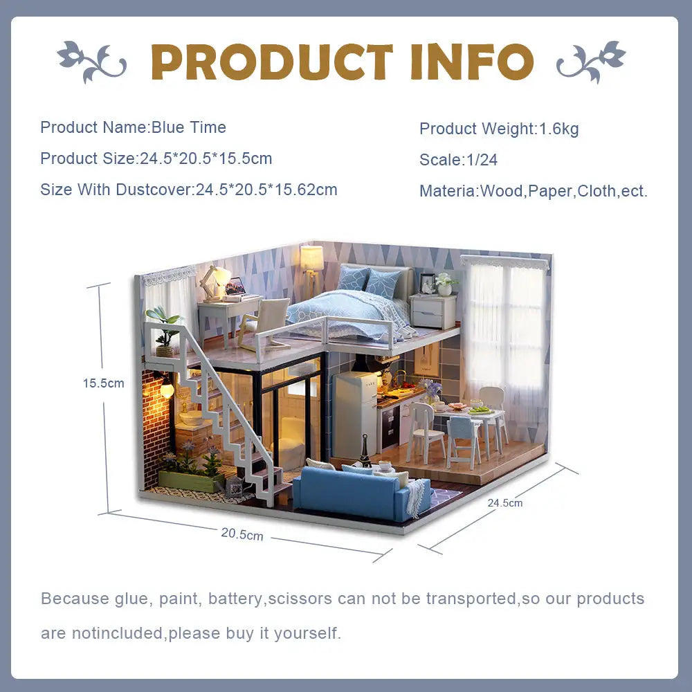 ’Blue Time’ Miniature Dollhouse Kit