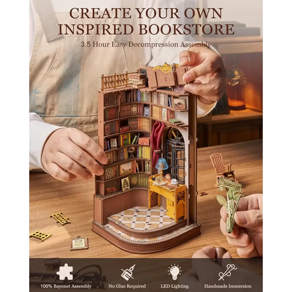 Silent Corner Study – DIY Wooden Book Nook Kit