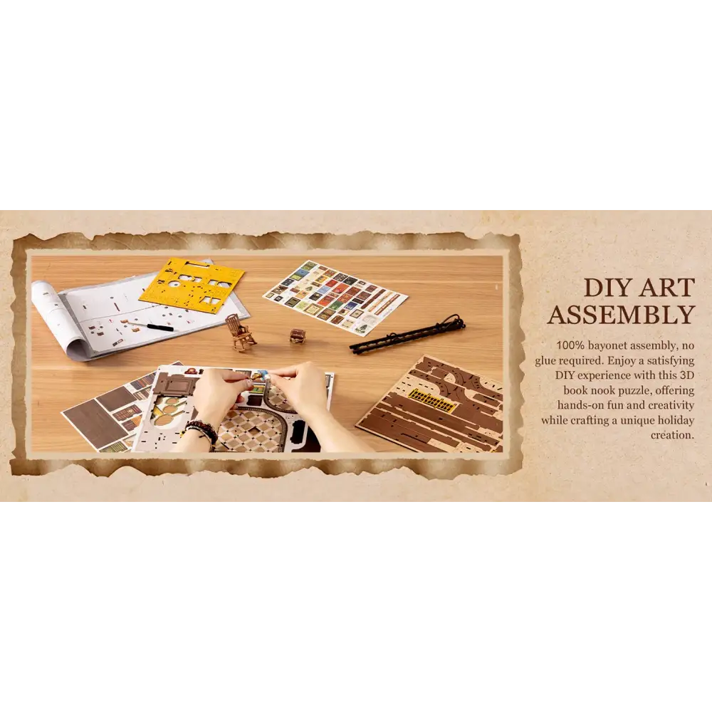 Silent Corner Study – DIY Wooden Book Nook Kit