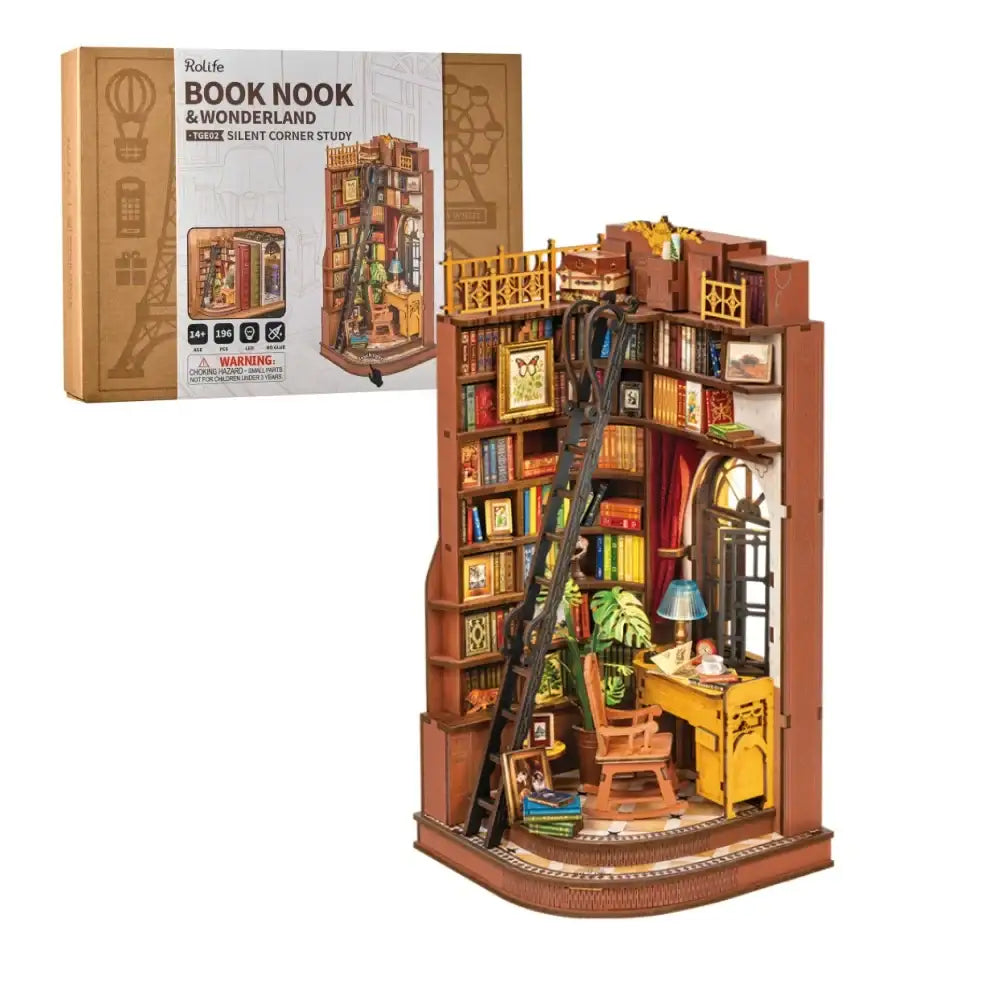Silent Corner Study – DIY Wooden Book Nook Kit