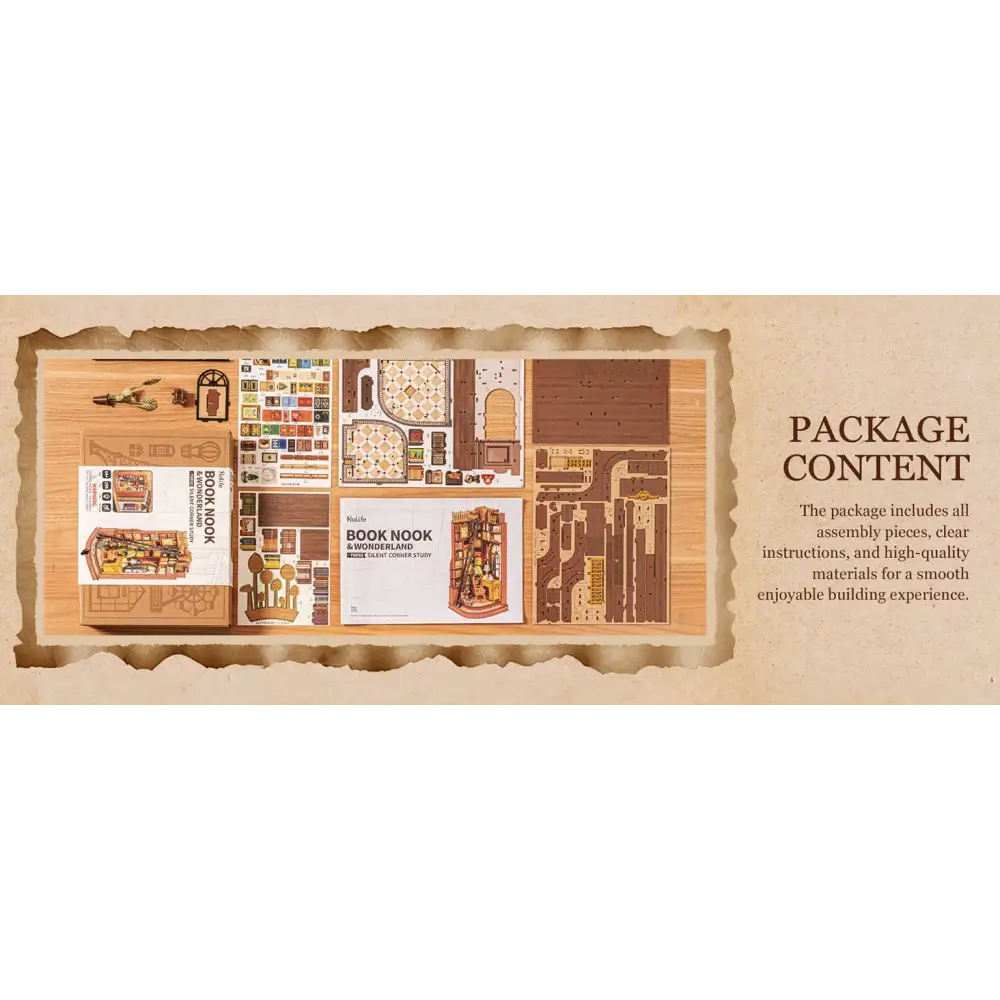 Silent Corner Study – DIY Wooden Book Nook Kit