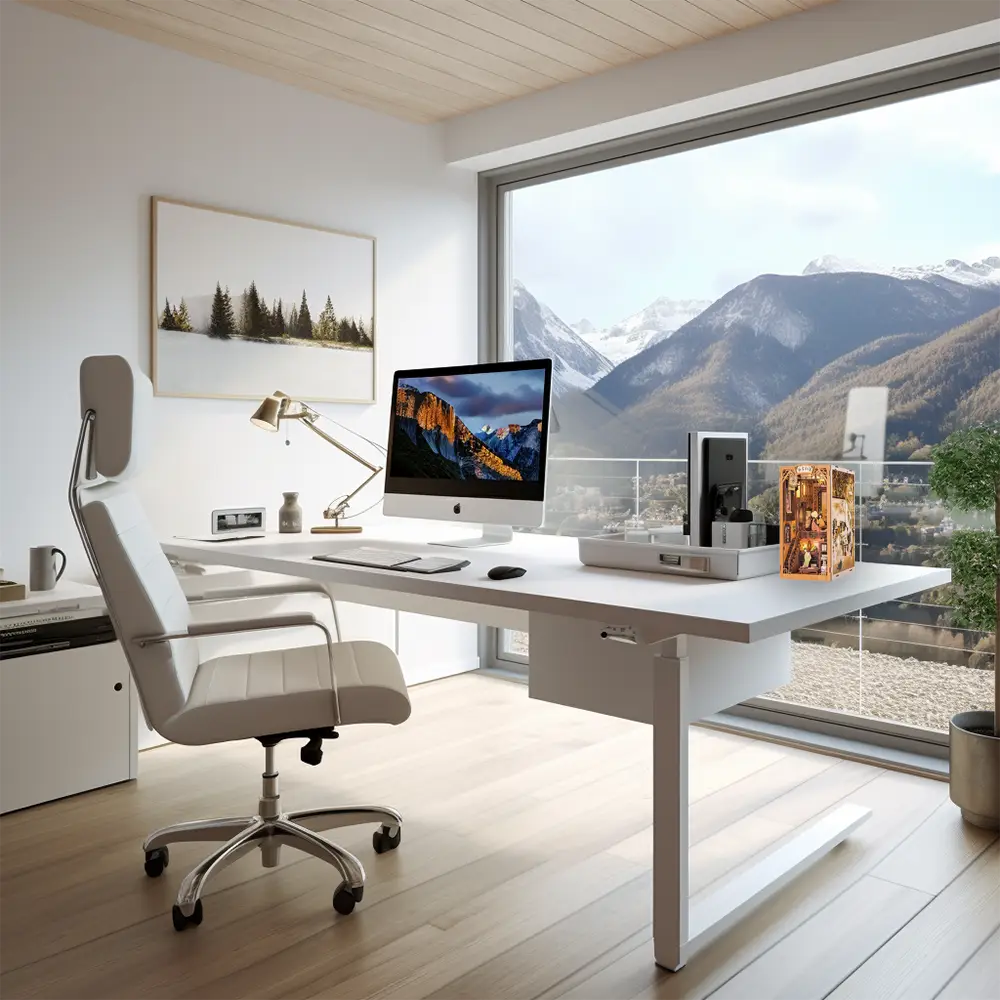 Book nook displayed in a home workspace