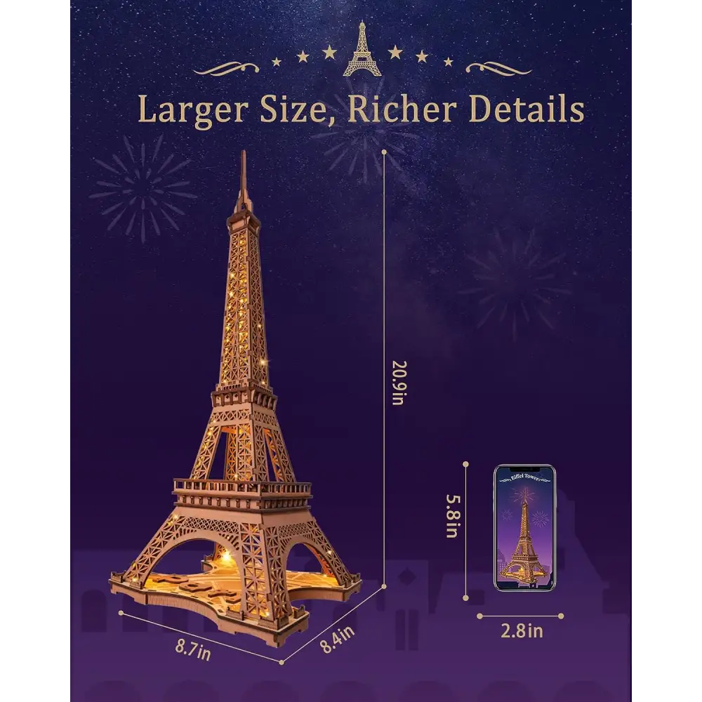 3D Wooden Illuminated Eiffel Tower Puzzle