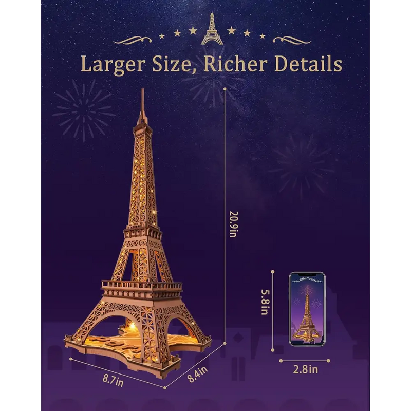 3D Wooden Illuminated Eiffel Tower Puzzle