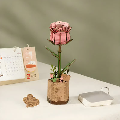 3D Wooden Rose Flower Puzzle