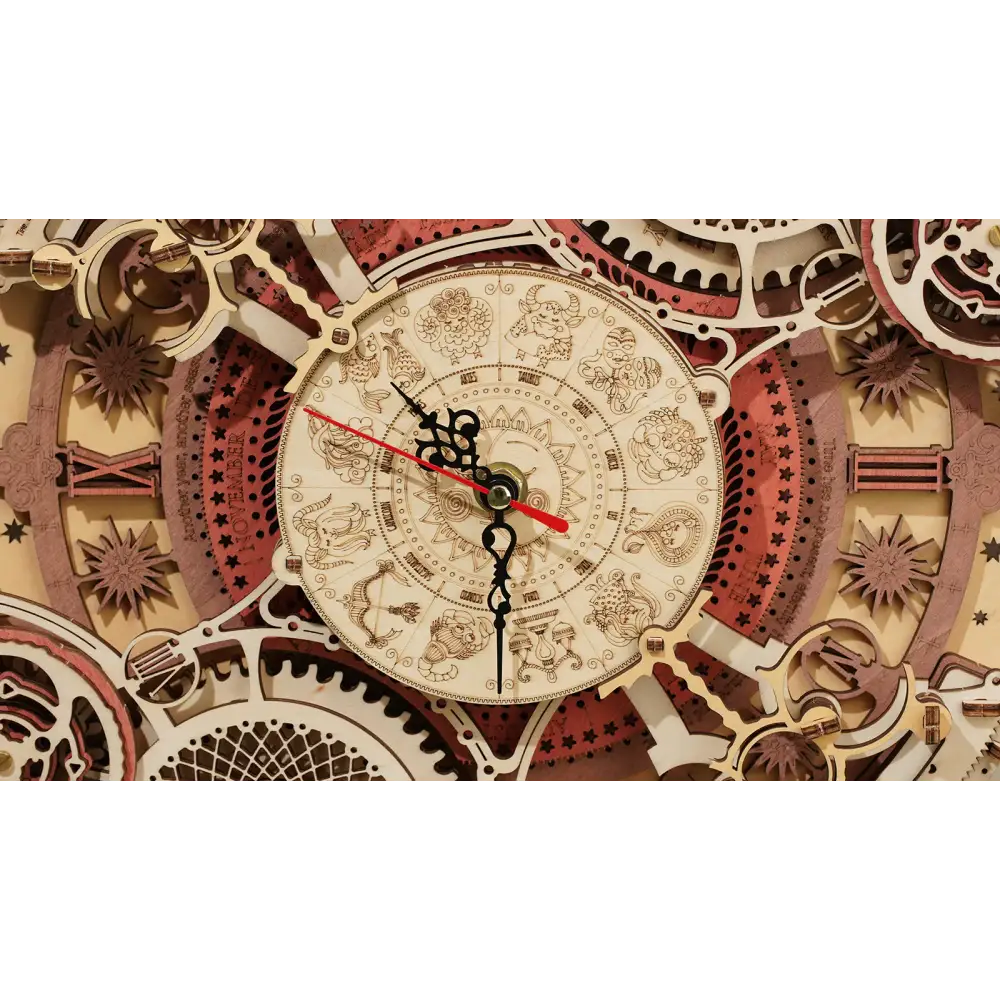 3D Wooden Zodiac Mechanical Clock Puzzle