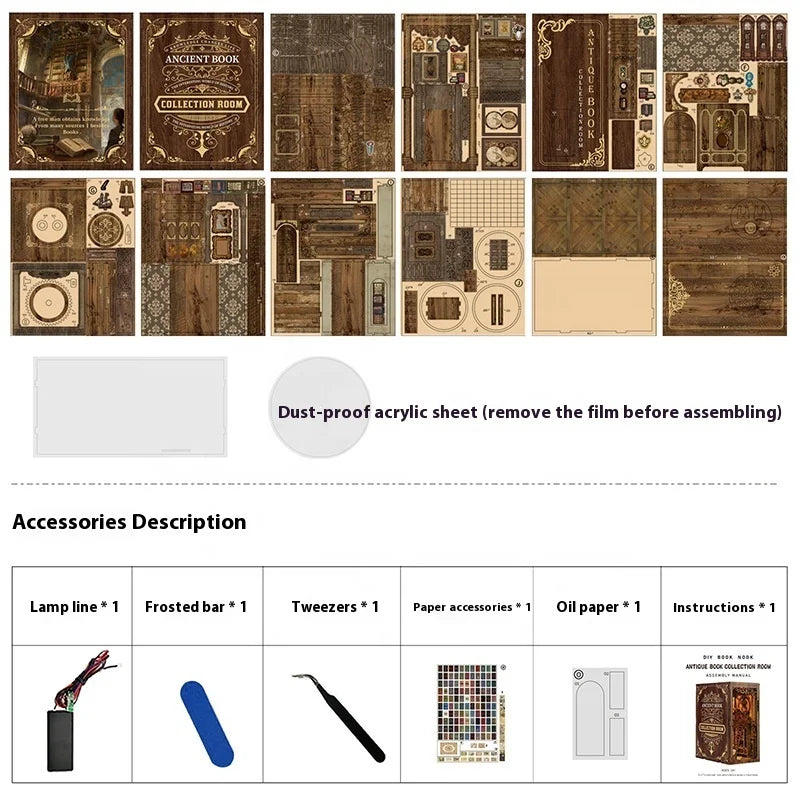 Ancient Book Collection Room DIY Book Nook Kit