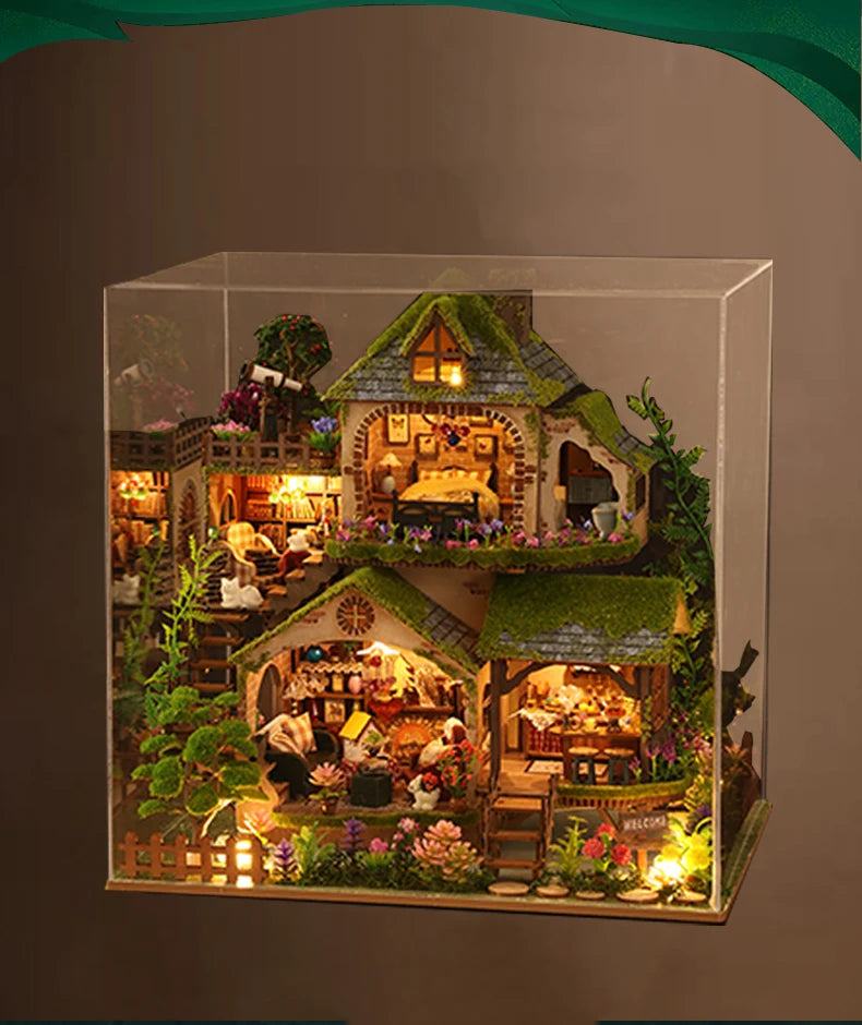 DIY Cottage Garden Miniature House Kit with LED Lights