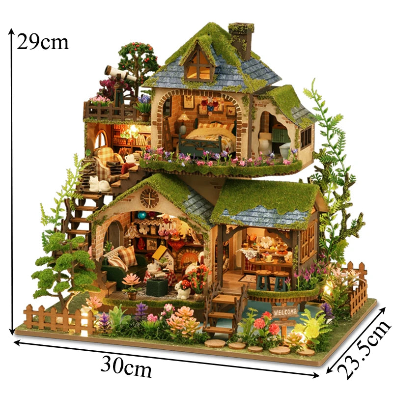 DIY Cottage Garden Miniature House Kit with LED Lights