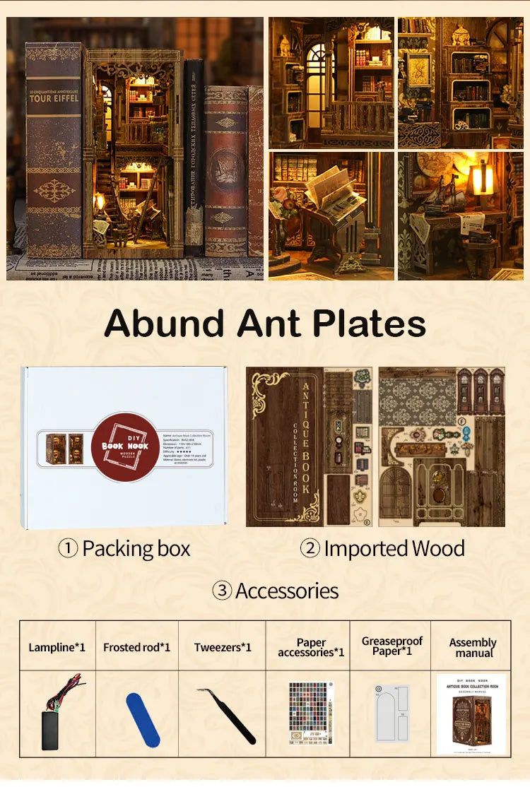 Ancient Book Collection Room DIY Book Nook Kit