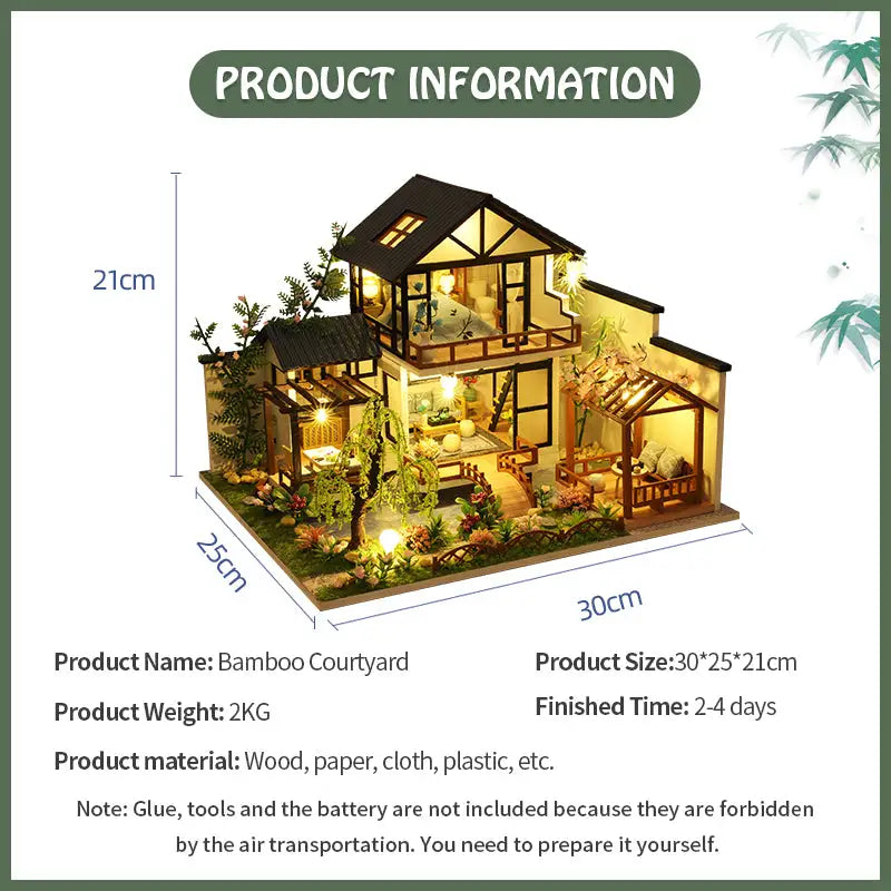 ’Bamboo Courtyard’ Miniature Dollhouse Kit