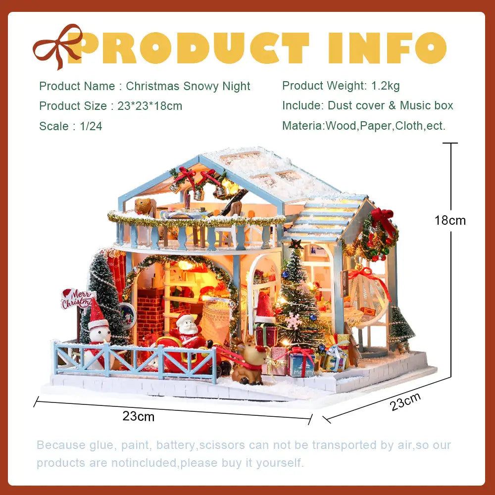 ’Christmas Snowy Night’ Miniature Dollhouse Kit