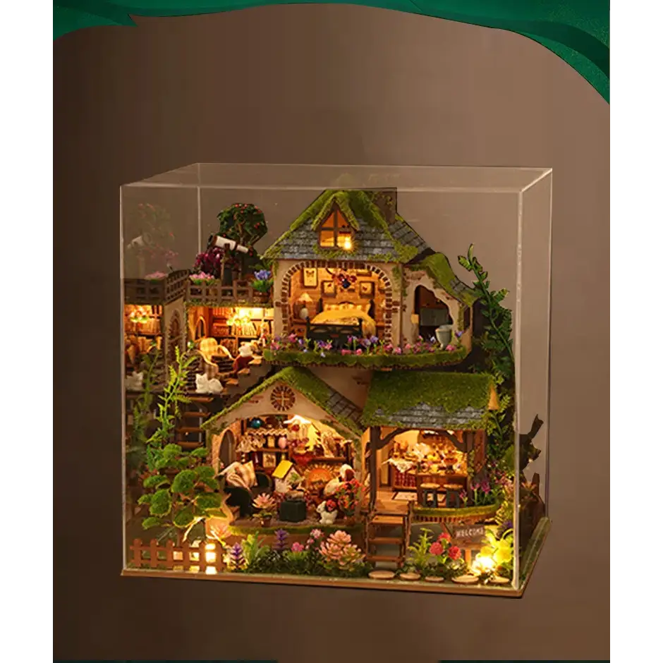 DIY Cottage Garden Miniature House Kit with LED Lights