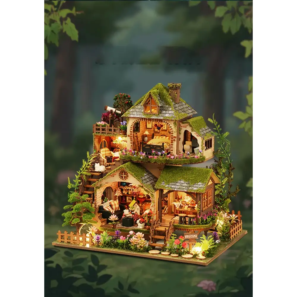 DIY Cottage Garden Miniature House Kit with LED Lights