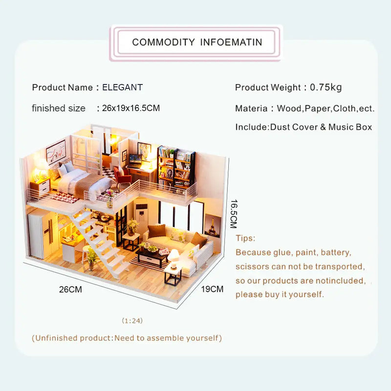 Elegant Miniature Dollhouse Kit