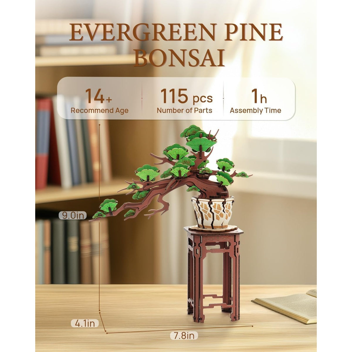 Evergreen Pine Bonsai kit: 115 parts, 1 hour, 9 x 7.8 x 4.1 in