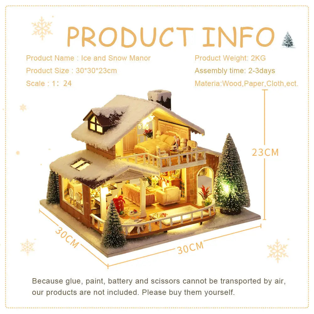 ’Ice and Snow Manor’ Miniature Dollhouse Kit