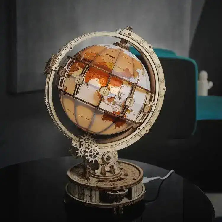 3D Wood Light-up Globe Earth