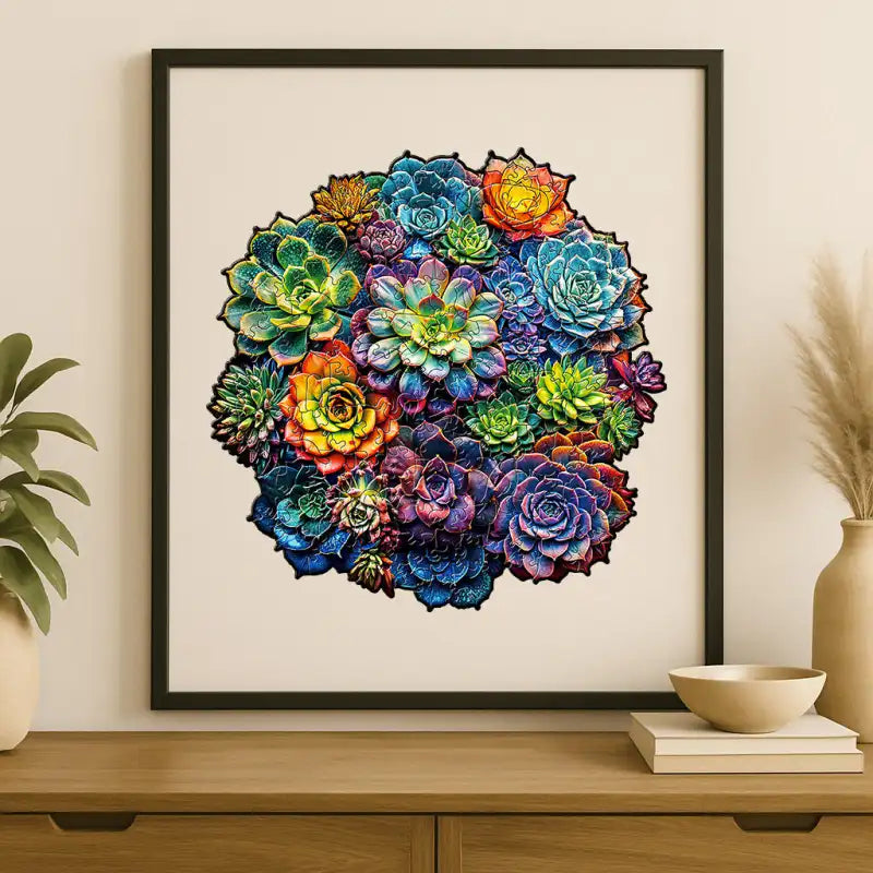 Eternal Garden jigsaw puzzle. Lush 150-piece illustration of a flourishing garden with colorful flowers, plants, and serene atmosphere. Perfect for framing once complete.