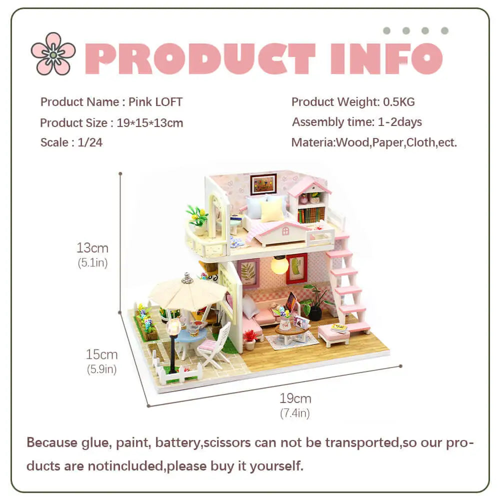 ’Pink Loft’ DIY Miniature House Kit