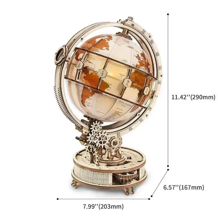3D Wood Light-up Globe Earth