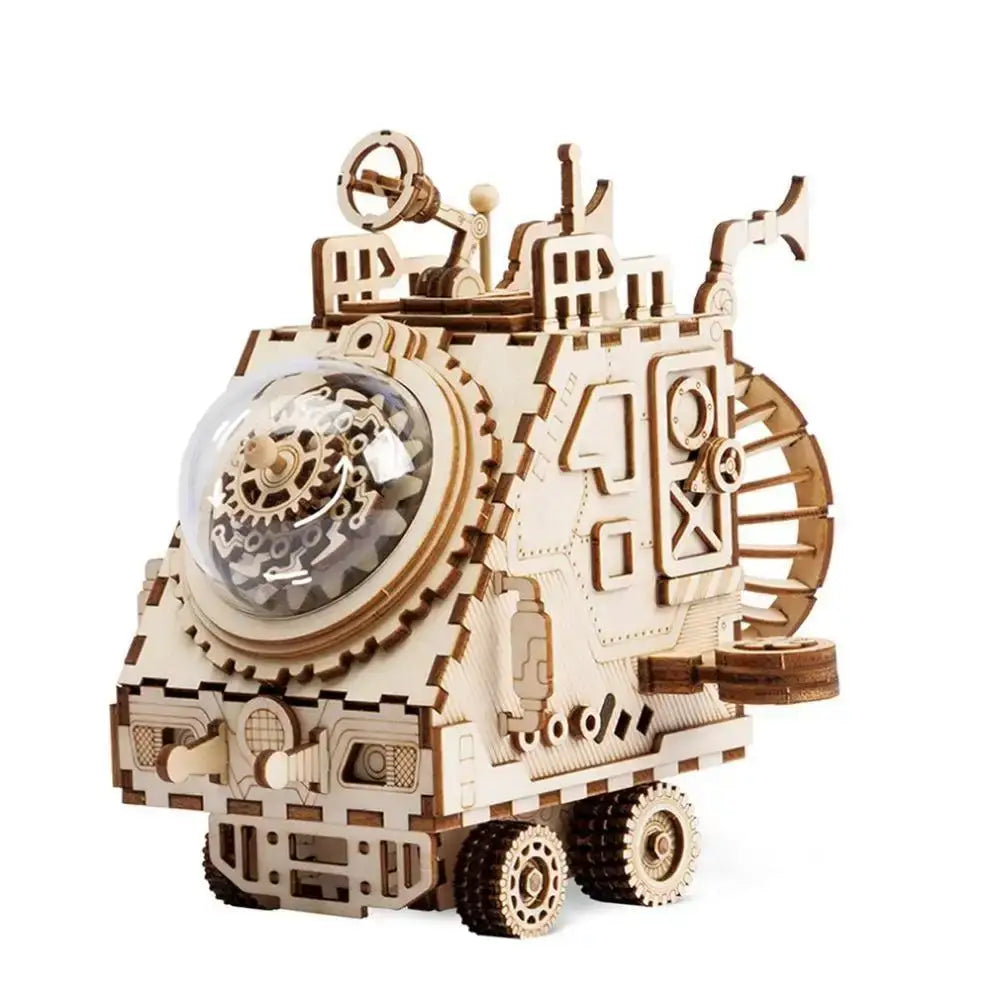 3D Wooden Mechanical Spacecraft Music Box Puzzle