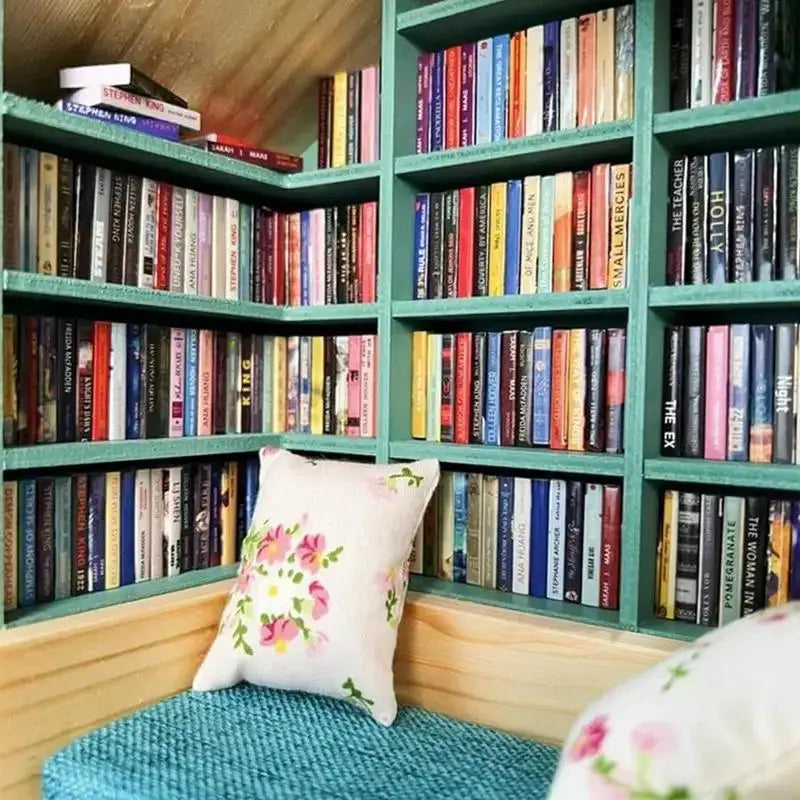 Reading Nook Shelf Decor 25 cm wooden miniature bookshelf