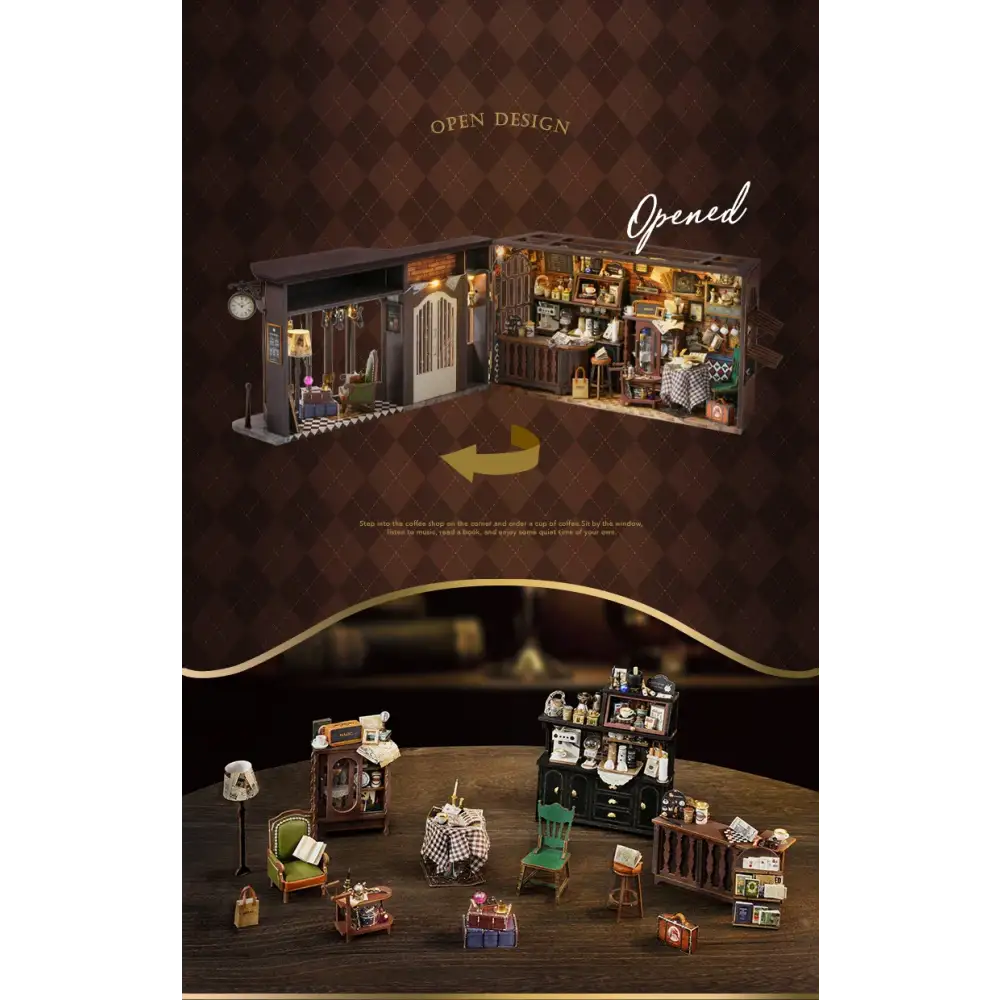 Retro Coffee Shop Book Nook DIY Kit