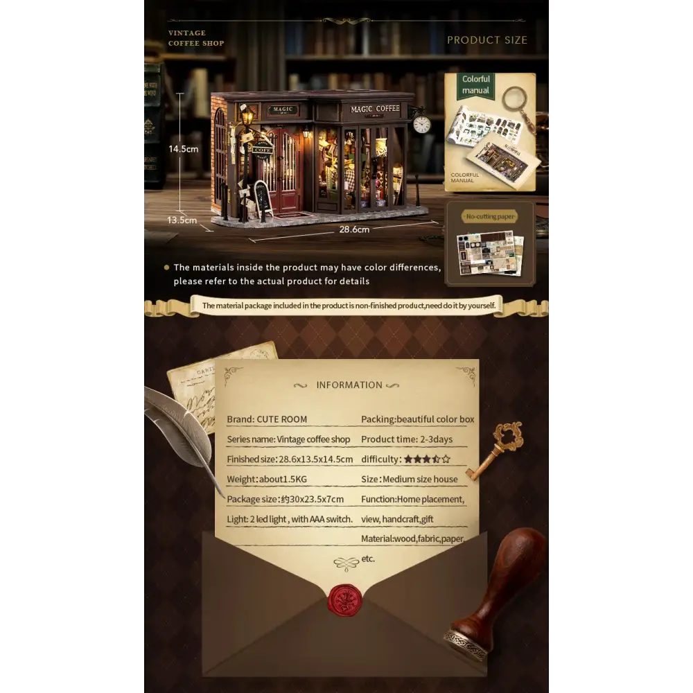 Retro Coffee Shop Book Nook DIY Kit