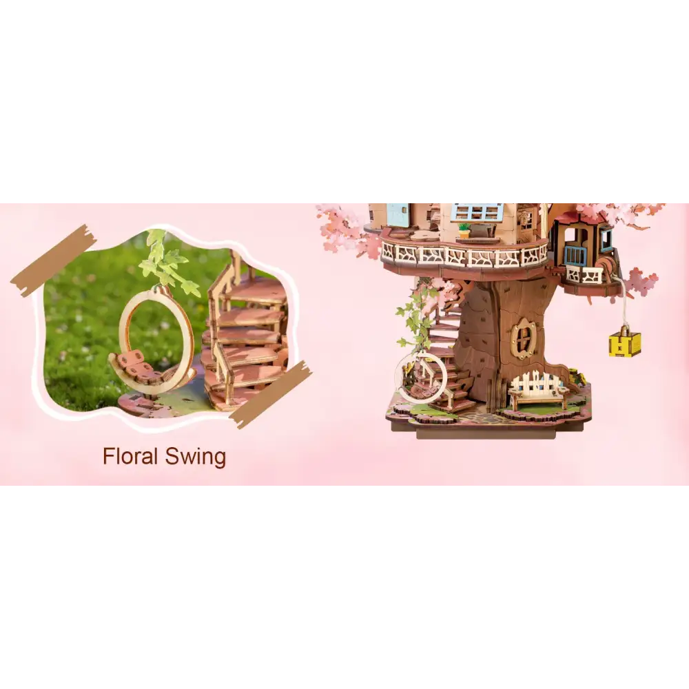 Rolife Sakura Tree House DIY Wooden Puzzle Kit