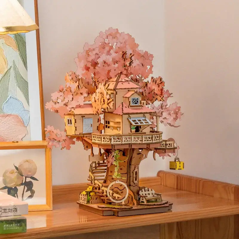Rolife Sakura Tree House DIY Wooden Puzzle Kit