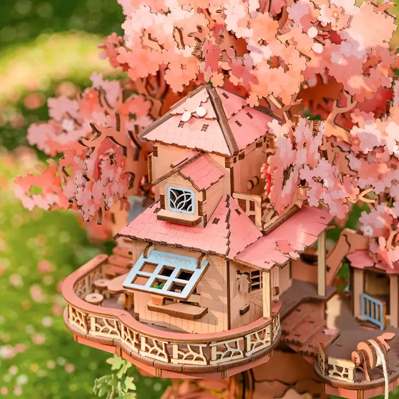 Rolife Sakura Tree House DIY Wooden Puzzle Kit