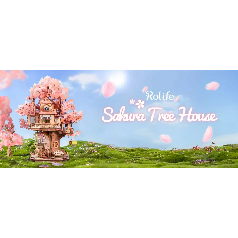 Rolife Sakura Tree House DIY Wooden Puzzle Kit