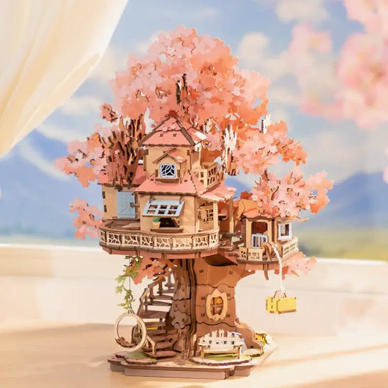Rolife Sakura Tree House DIY Wooden Puzzle Kit