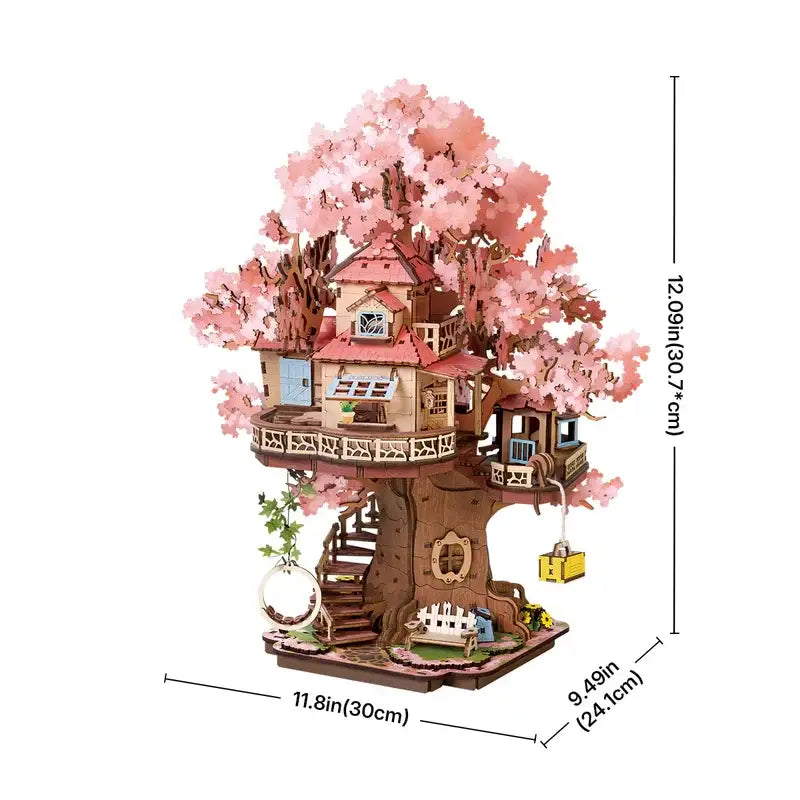 Rolife Sakura Tree House DIY Wooden Puzzle Kit