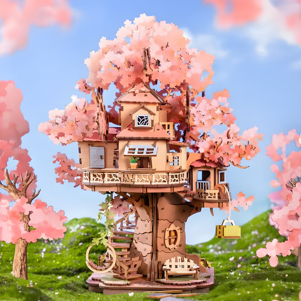 Rolife Sakura Tree House DIY Wooden Puzzle Kit