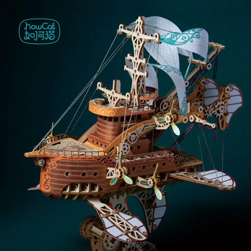 Steampunk Flying Ship DIY Wooden 3D Model Kit