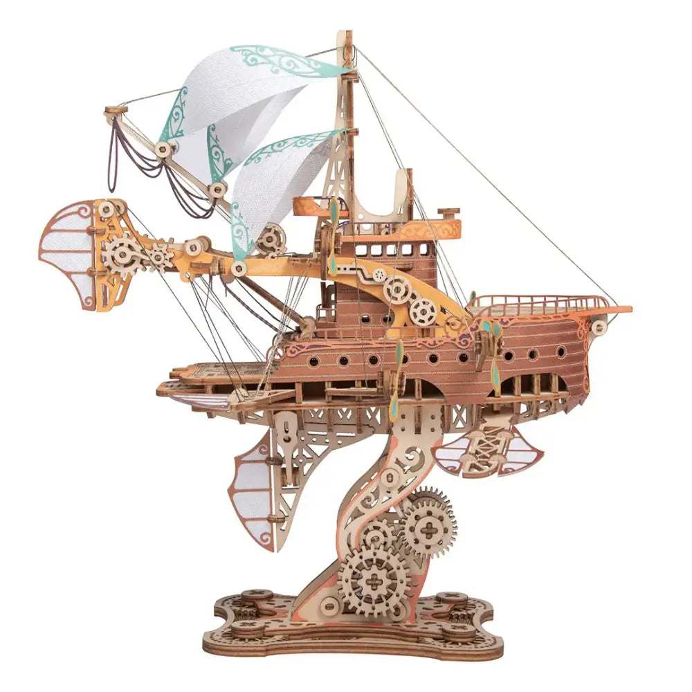 Steampunk Flying Ship DIY Wooden 3D Model Kit