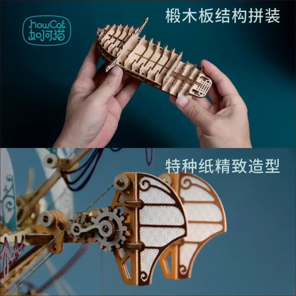 Steampunk Flying Ship DIY Wooden 3D Model Kit
