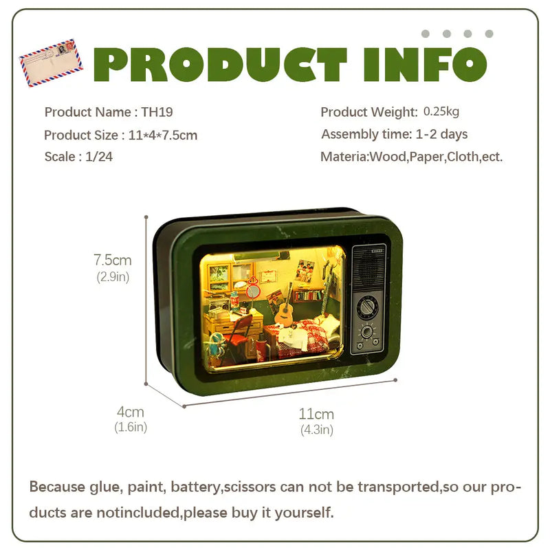 Retro TV Miniature Dollhouse Kit