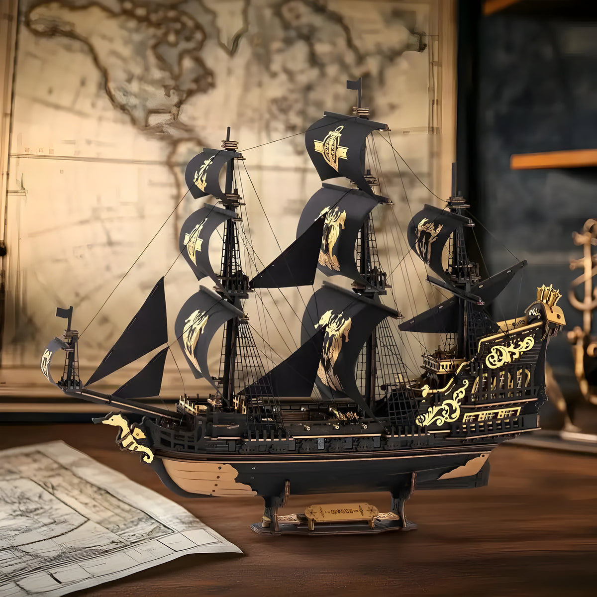 ’The Seahorse Barque’ – Majestic 3D Wooden Sailing Ship