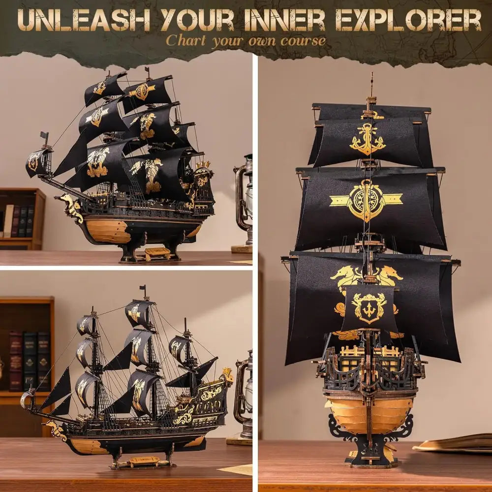 ’The Seahorse Barque’ – Majestic 3D Wooden Sailing Ship