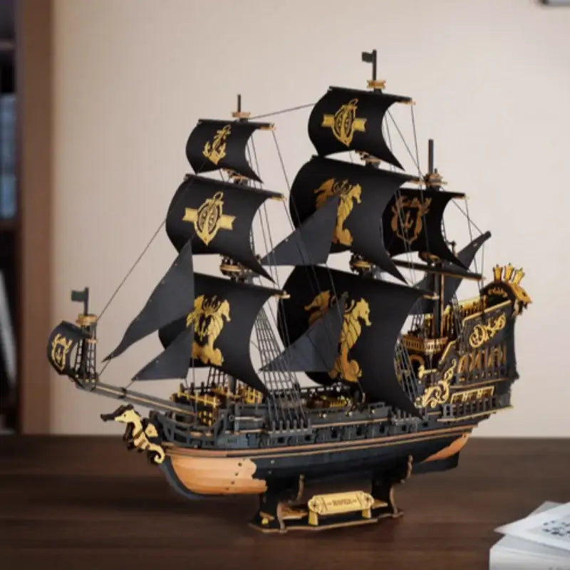 ’The Seahorse Barque’ – Majestic 3D Wooden Sailing Ship