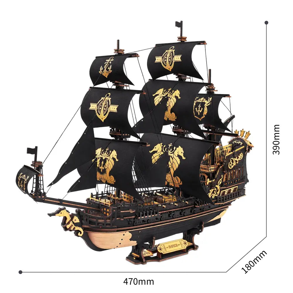 ’The Seahorse Barque’ – Majestic 3D Wooden Sailing Ship
