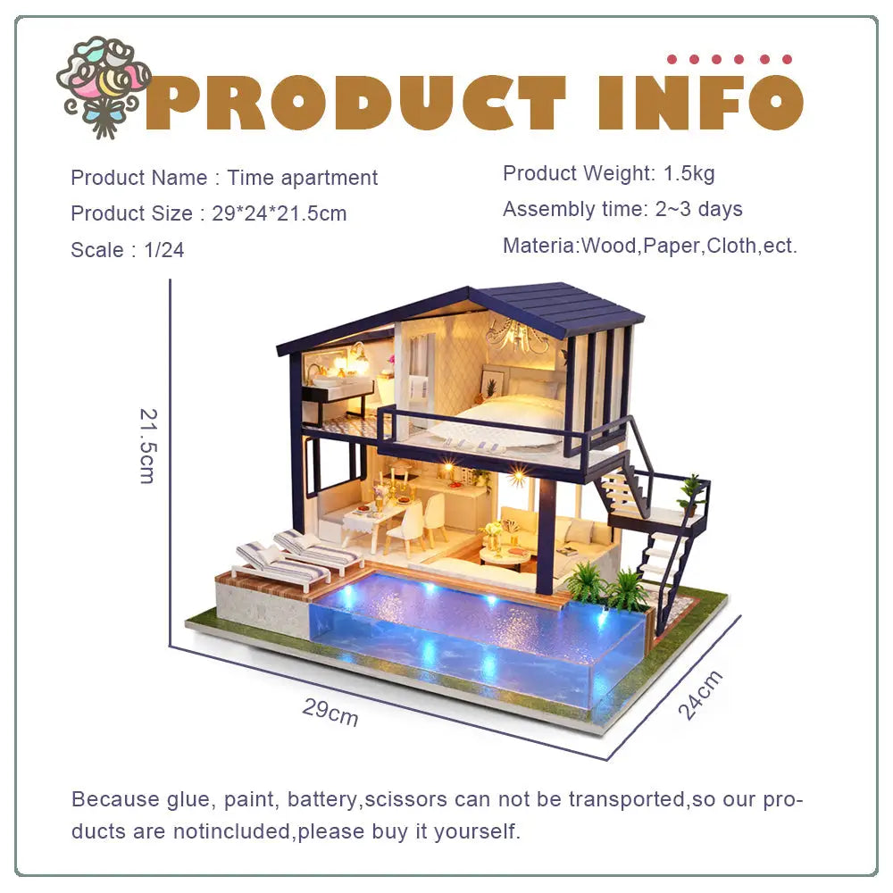 ’Time Apartment’ Miniature Dollhouse Kit