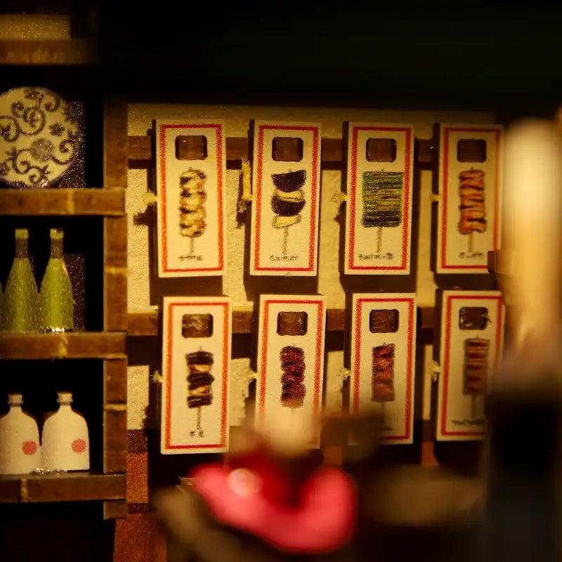 Hand painted Japanese menu boards inside the izakaya